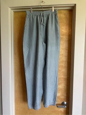 Vintage Adrienne Vittadini Sport 100% Silk Pull-On Pants Sage Green Size S